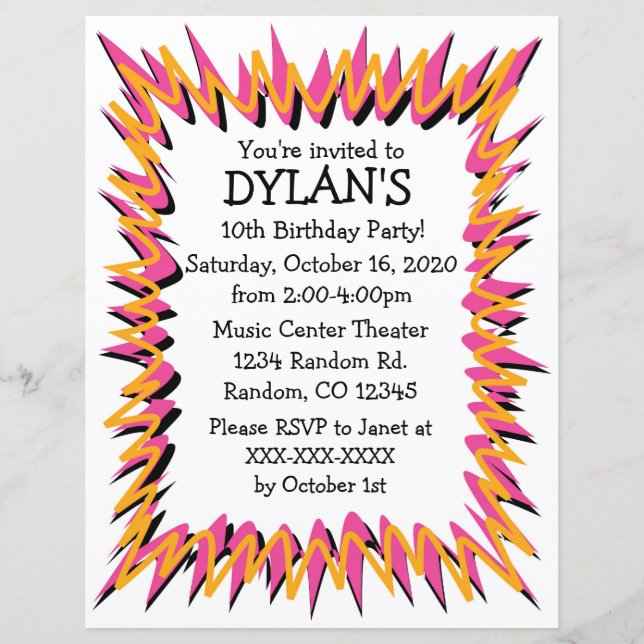 Bursts Thema Geburtstagsparty Flyer Einladungen (Vorderseite)