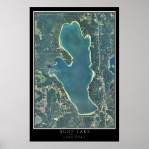 Burt Lake Michigan Satellite Poster Karte