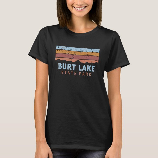 Burt Lake State Park Michigan Retro Cool T-Shirt (Vorderseite)