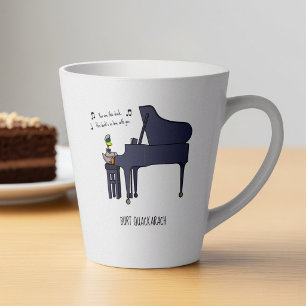 Burt Quackarach Ente Lustige Klavier Spieler Kunst Milchtasse