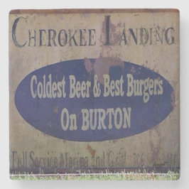 Burton Cherokee Landing Marble Stone Untersetzer. Steinuntersetzer