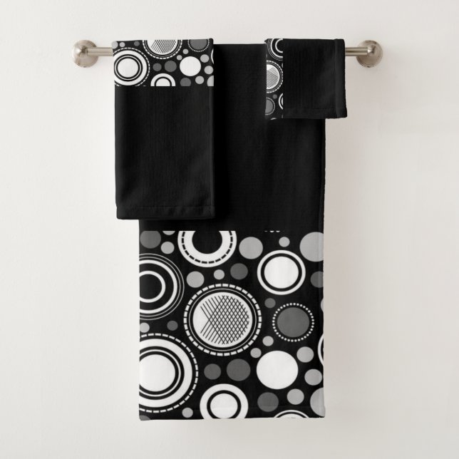 Burton Family Collection Black Gray White Badhandtuch Set (Insitu)