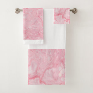 Burton Family Collection Rosa Marmor Badhandtuch Set