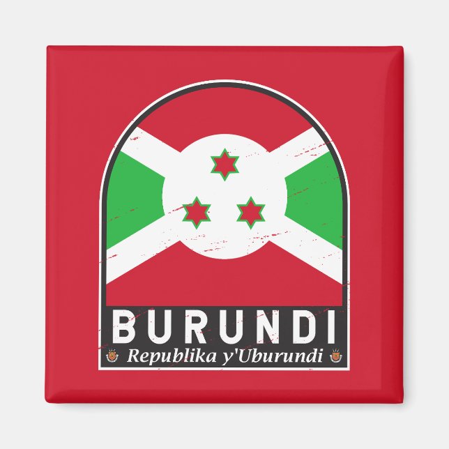 Burundi-Flag-Emblem gestört Vintag Magnet (Vorne)