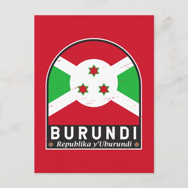 Burundi-Flag-Emblem gestört Vintag Postkarte (Vorderseite)