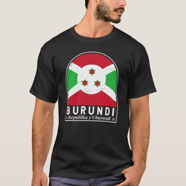 Burundi-Flag-Emblem gestört Vintag T-Shirt (Vorderseite)