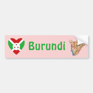 Burundi Flag Herz + Karte Autoaufkleber