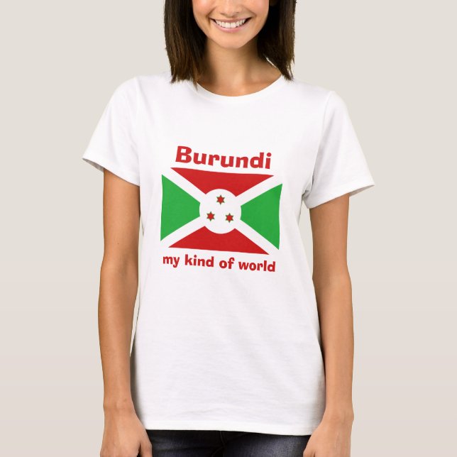 Burundi-Flag + Karte + Text-T - Shirt (Vorderseite)
