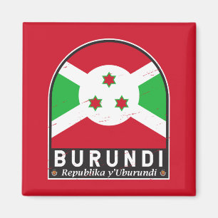 Burundi-Flagge Emblem Abgenutzt Vintage Magnet