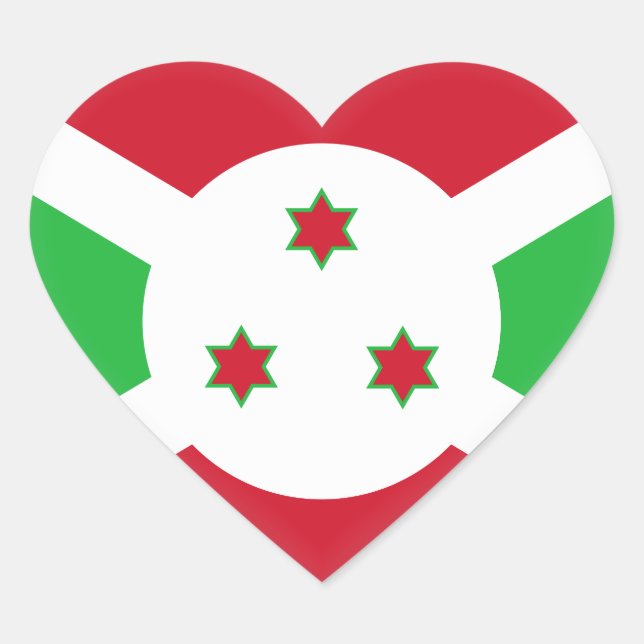 Burundi-Flagge Herz-Aufkleber (Vorderseite)