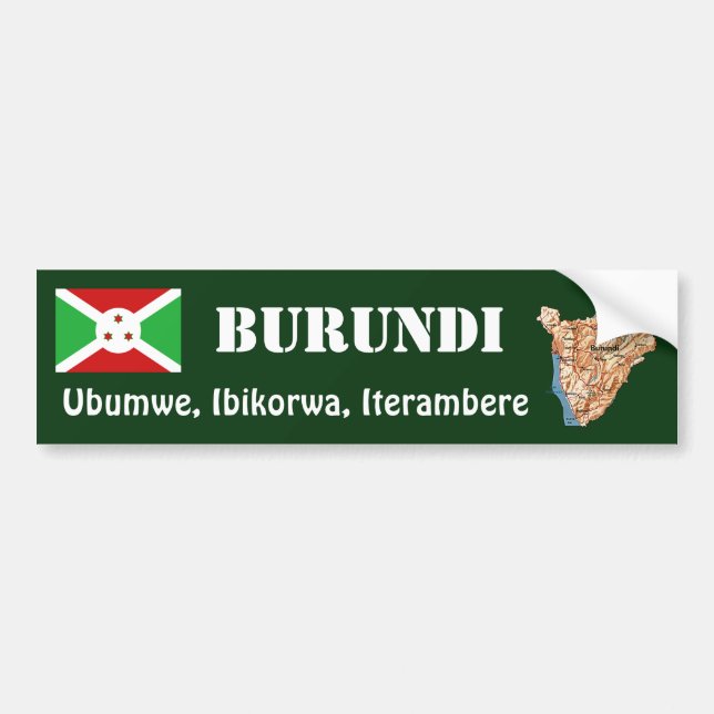 Burundi-Flagge + Karten-Autoaufkleber Autoaufkleber (Vorne)