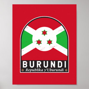 Burundi-Flaggen-Emblem abgenutzt Vintage Poster