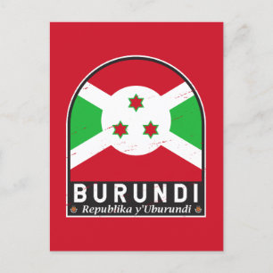 Burundi-Flaggen-Emblem abgenutzt Vintage Postkarte