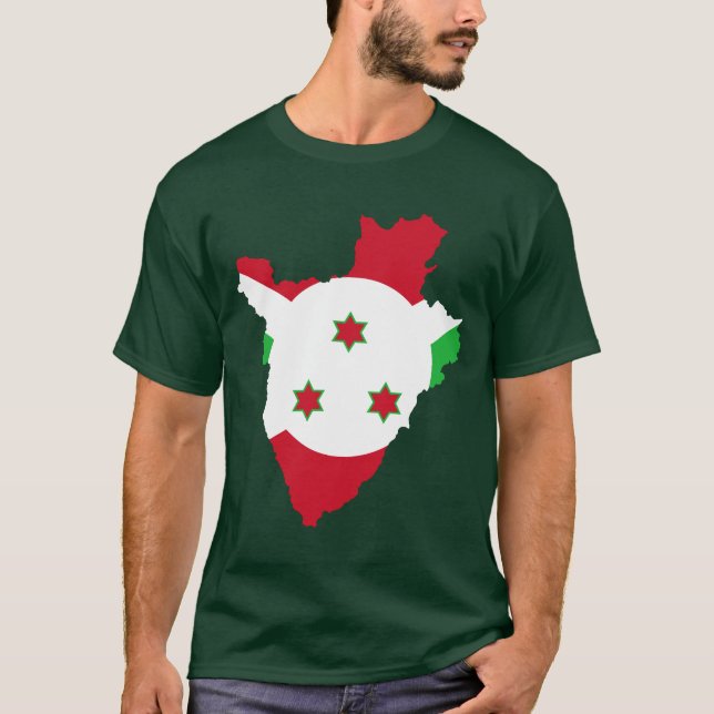 Burundi-Flaggen-Karte T-Shirt (Vorderseite)