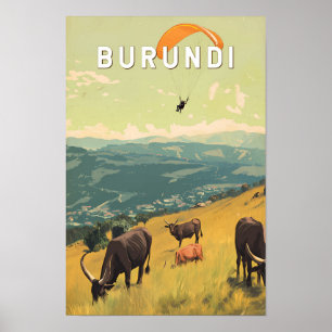 Burundi Illustration Reise Kunst Vintage Poster