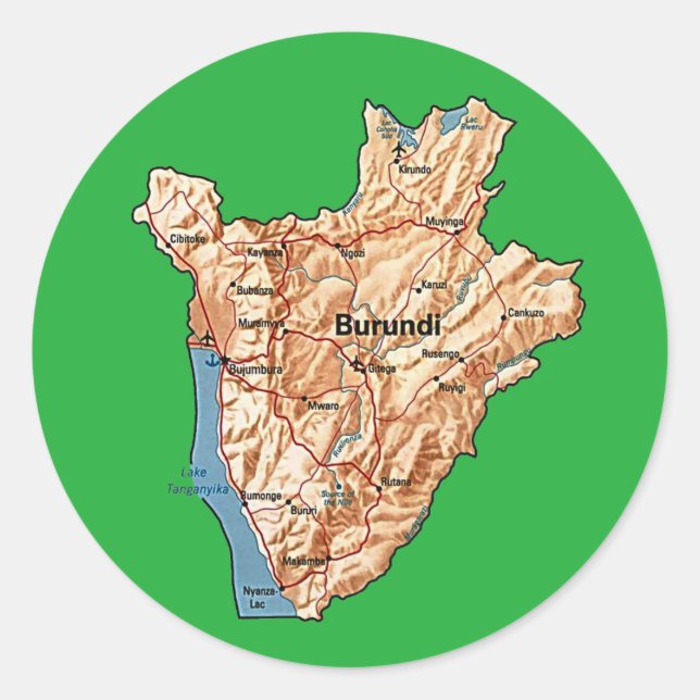 Burundi-Kartenaufkleber Runder Aufkleber (Vorderseite)