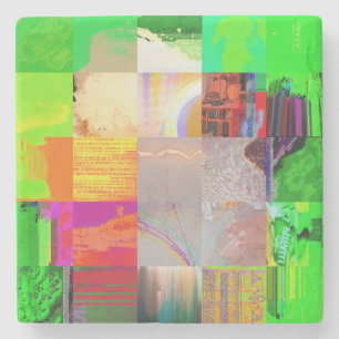 Bus 1521 Abstrakte Glitch-Art Cyberpunk-Gitter Steinuntersetzer