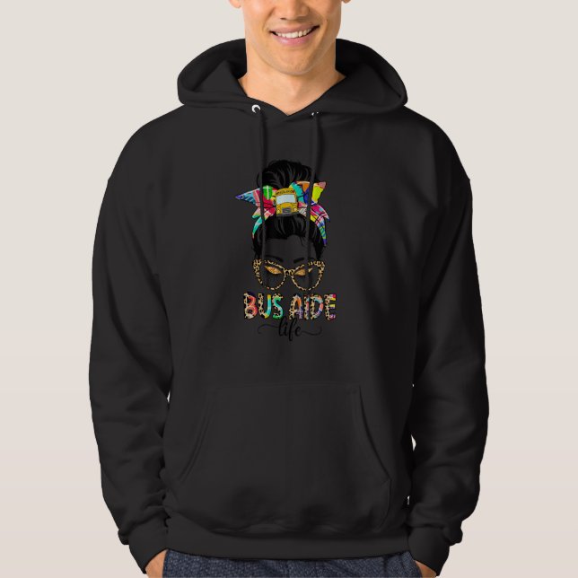 Bus Aide Life Messing Bun Frauen Leopard Bus Aide Hoodie (Vorderseite)