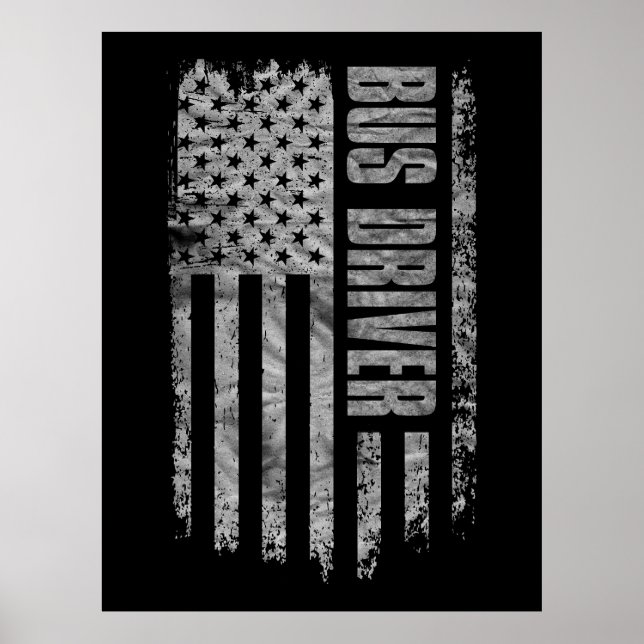 Bus Driver USA Flag Distressed design Poster (Vorne)