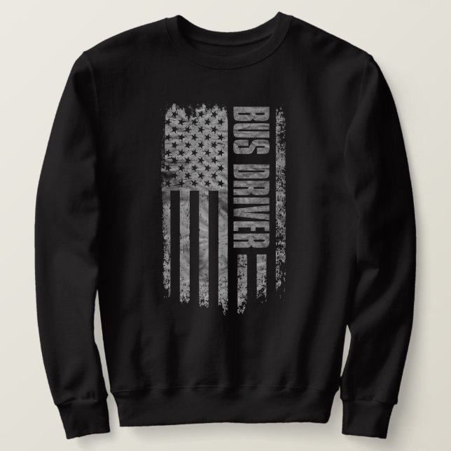 Bus Driver USA Flag Distressed design Sweatshirt (Design vorne)