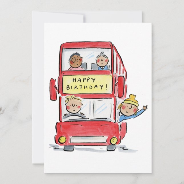 Bus Geburtstag Einladung (Vorderseite)