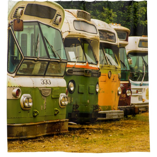 BUS GRAVEYARD SHOWER CURTAIN DUSCHVORHANG (Vorderseite)