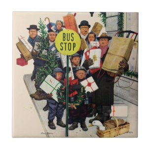 Bus Halt an Weihnachten Fliese