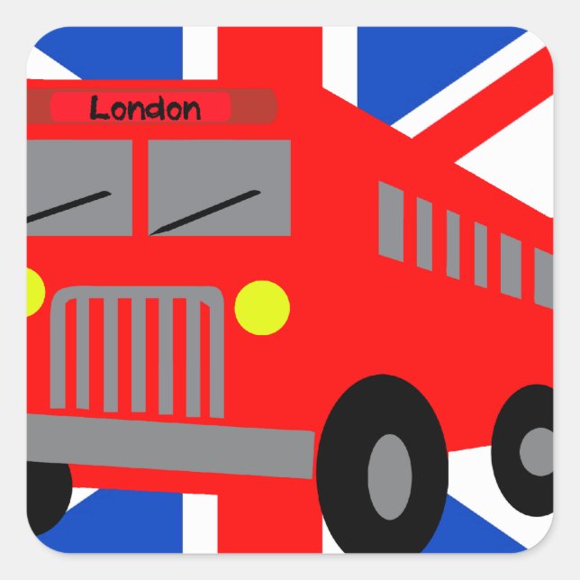 Bus in London Quadratischer Aufkleber (Vorderseite)