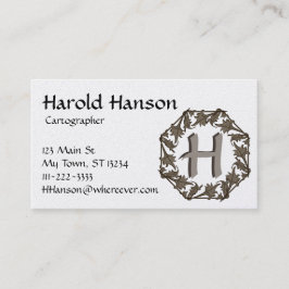 Bus. Karte - Kreis der Blätter mit Monogramm