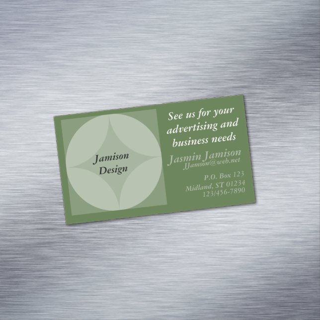 Bus. Karte (mag) - Kreise und Diamantgrafik (Beispiel)