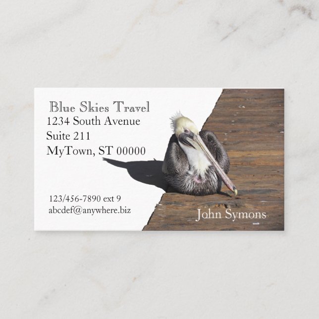 Bus. Karte - Pelican on Pier (Vorderseite)