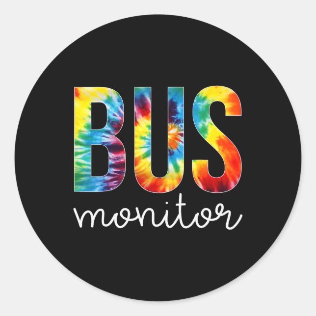 Bus Monitor Tie Dye Apprection Day Hello Back To Runder Aufkleber (Vorderseite)