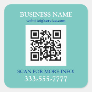 Bus. Name Promo, QR-Code, lt Aquamarin blau Quadratischer Aufkleber