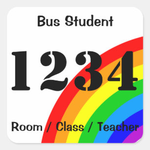 Bus-Student Identifikations-Aufkleber - Regenbogen Quadratischer Aufkleber