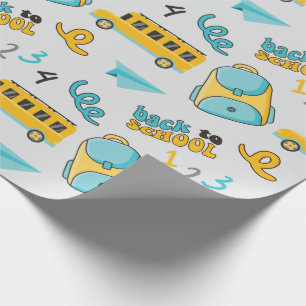 Bus- und Rucksackschule - Nahtloses Wrapping Paper Geschenkpapier