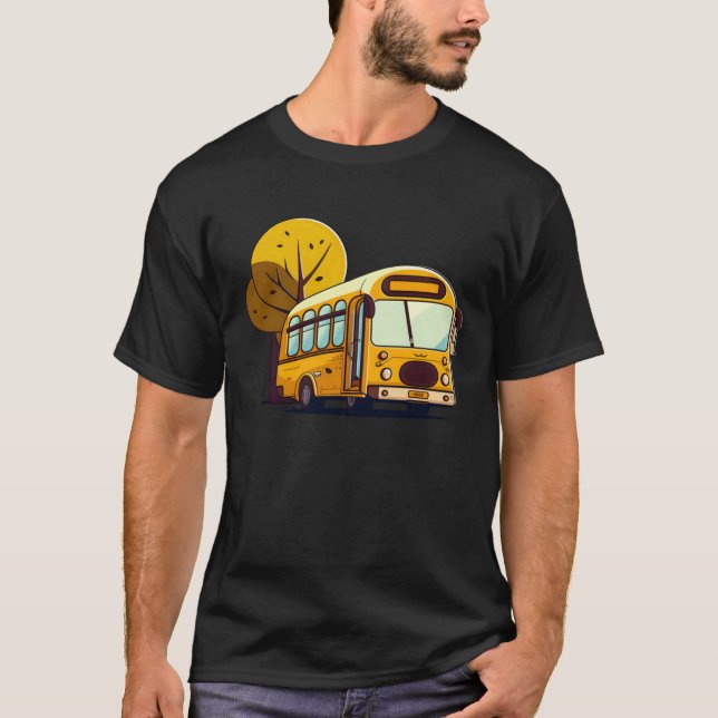 Bus vor Bäumen Busfahrer T-Shirt (Vorderseite)