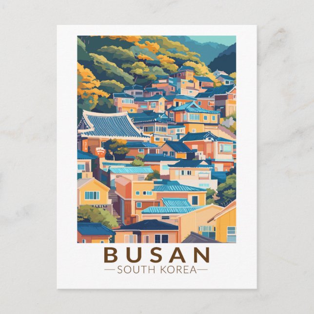 Busan Gamcheon Culture Village Travel Art Vintag Postkarte (Vorderseite)