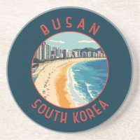 Busan Haeundae Beach Retro Distressed Circle