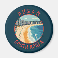 Busan Haeundae Beach Retro Distressed Circle