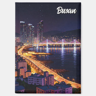 Busan Skyline Nachtreise Magnet