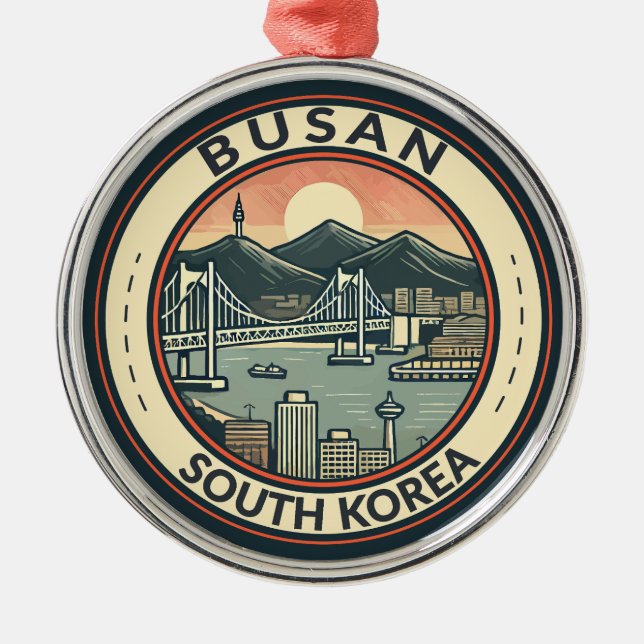 Busan South Korea Bridge Travel Art Abzeichen Ornament Aus Metall (Vorne)