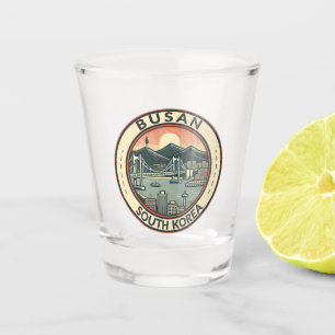 Busan South Korea Bridge Travel Art Abzeichen Schnapsglas