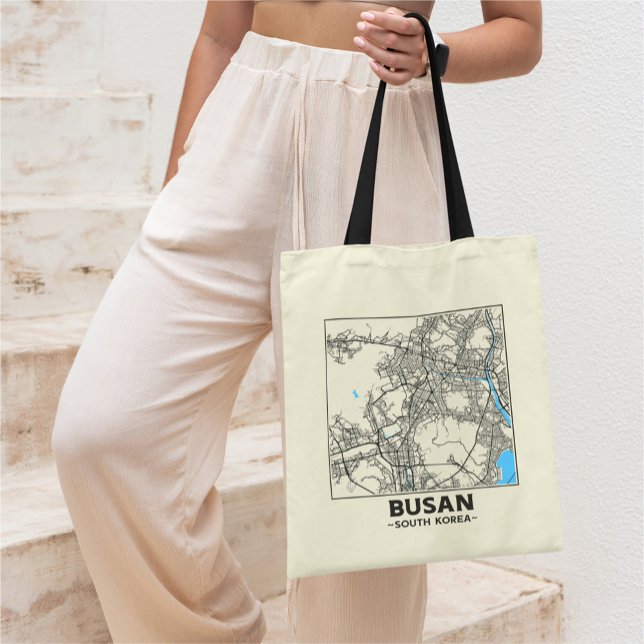 Busan, South Korea City Map Tote Bag Tragetasche (Von Creator hochgeladen)