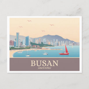 Busan South Korea Pastel Travel Postkarte