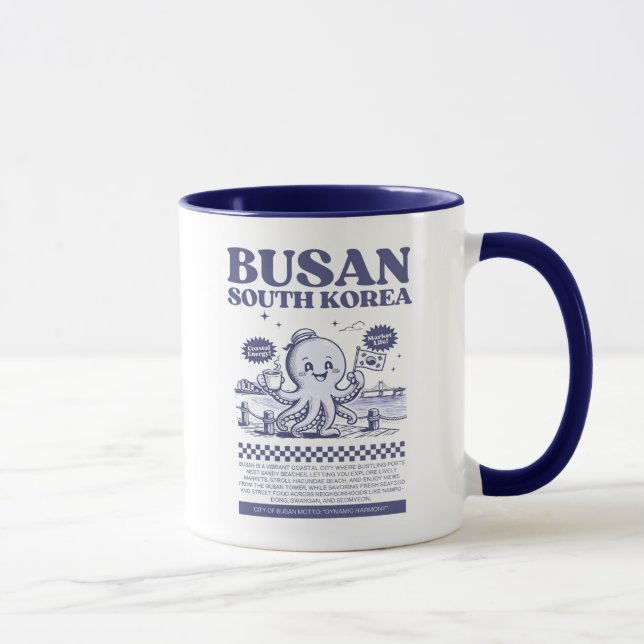 Busan South Korea Retro City  Tasse (Rechts)