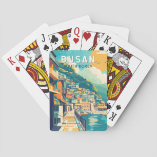 Busan Südkorea Reise Kunst Vintage Spielkarten