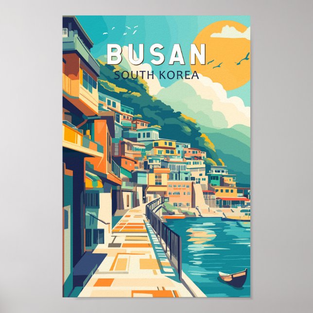Busan Südkorea Reisekunst Vintag Poster (Vorne)