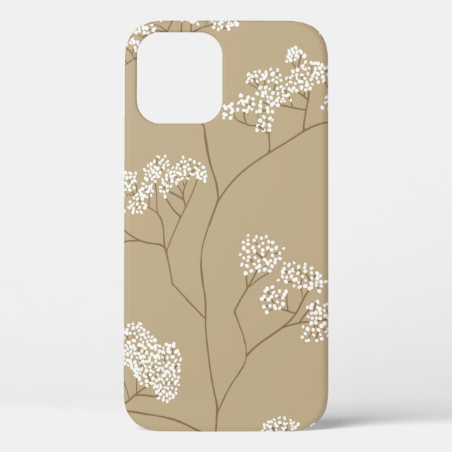 Büsche mit kleinen weißen Blume in beige Farbtönen Case-Mate iPhone Hülle (Rückseite)