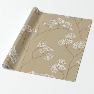 Büsche mit kleinen weißen Blume in beige Farbtönen Geschenkpapier