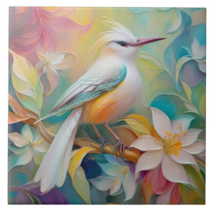 Büscheliger Goldener Fantasie Vogel Fliese